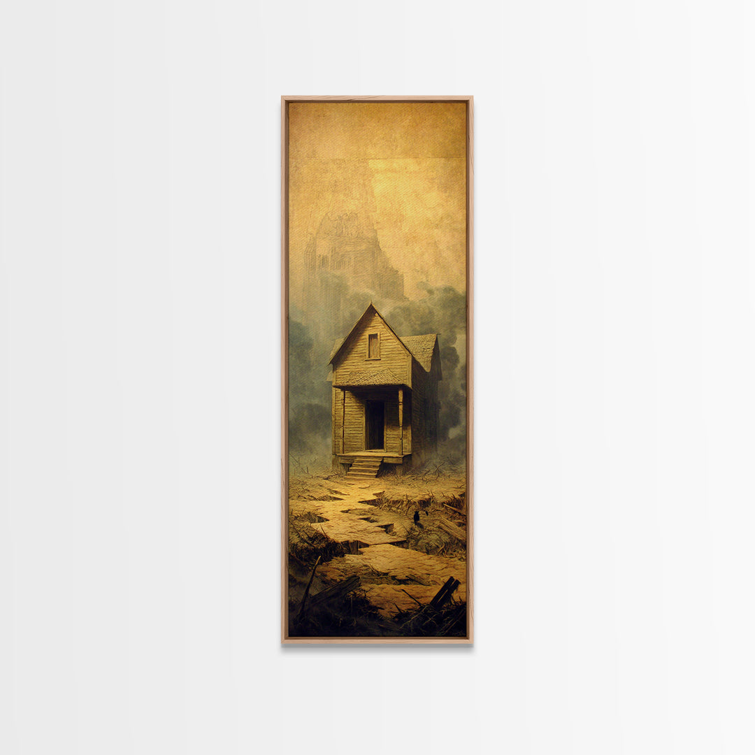 The Possessed Farmhouse, Surreal Apocalyptic Art, Tall Narrow Wall Art, Gothic Horror Wall Art, Canvas Print, Halloween Wall Art