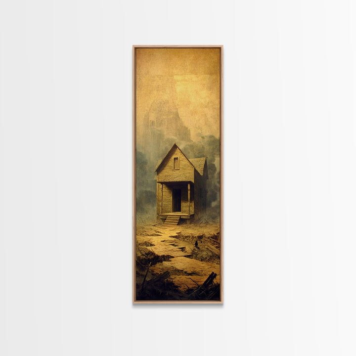The Possessed Farmhouse, Surreal Apocalyptic Art, Tall Narrow Wall Art, Gothic Horror Wall Art, Canvas Print, Halloween Wall Art