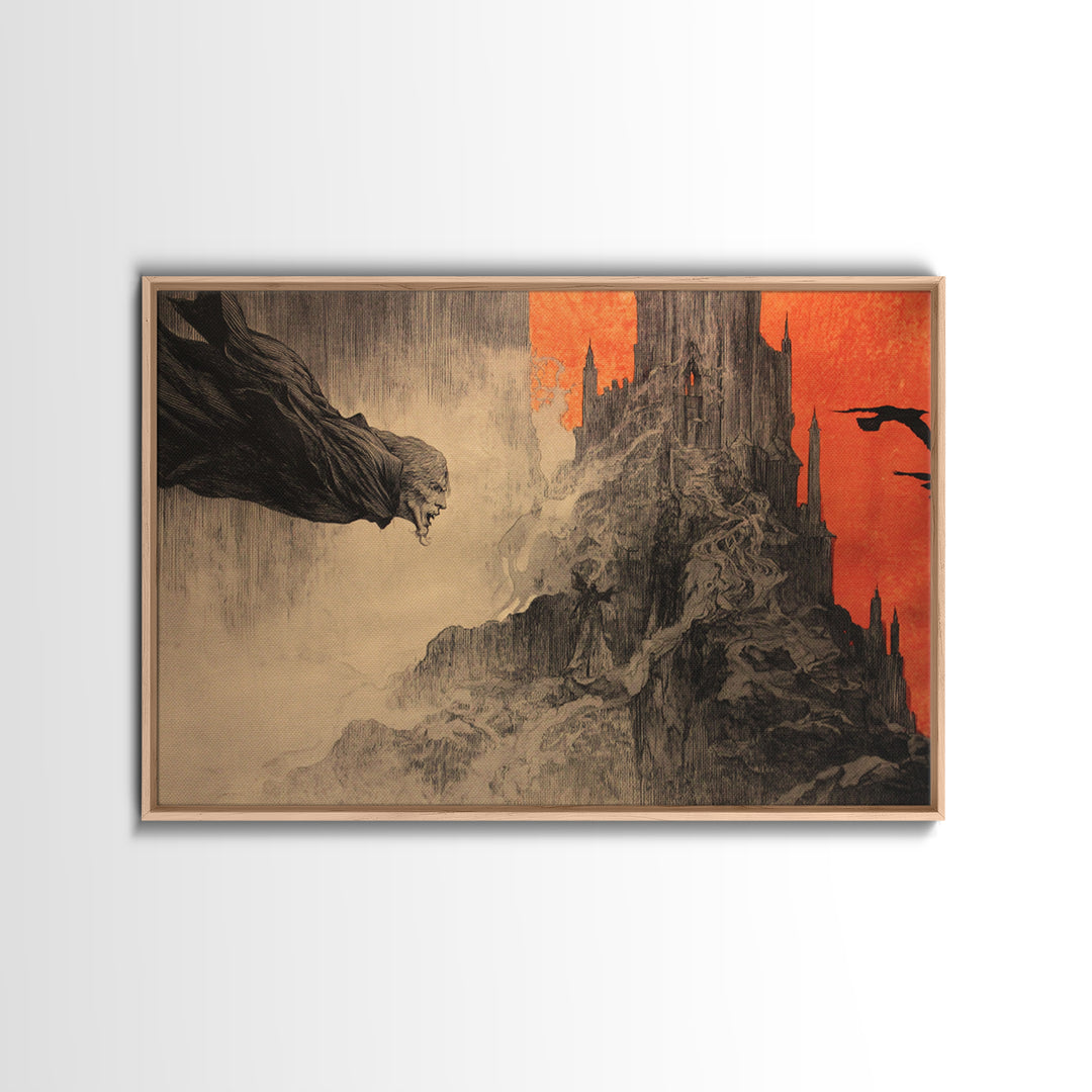 The Vampire Castle, Expressionist Nightmare Art, Landscape Wall Art, Gothic Horror Wall Art, Canvas Print, Halloween Wall Art