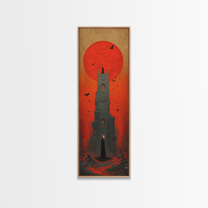 The Vampire Castle, Surreal Apocalyptic Art, Tall Narrow Wall Art, Dark Fantasy Wall Art, Canvas Print, Halloween Wall Art