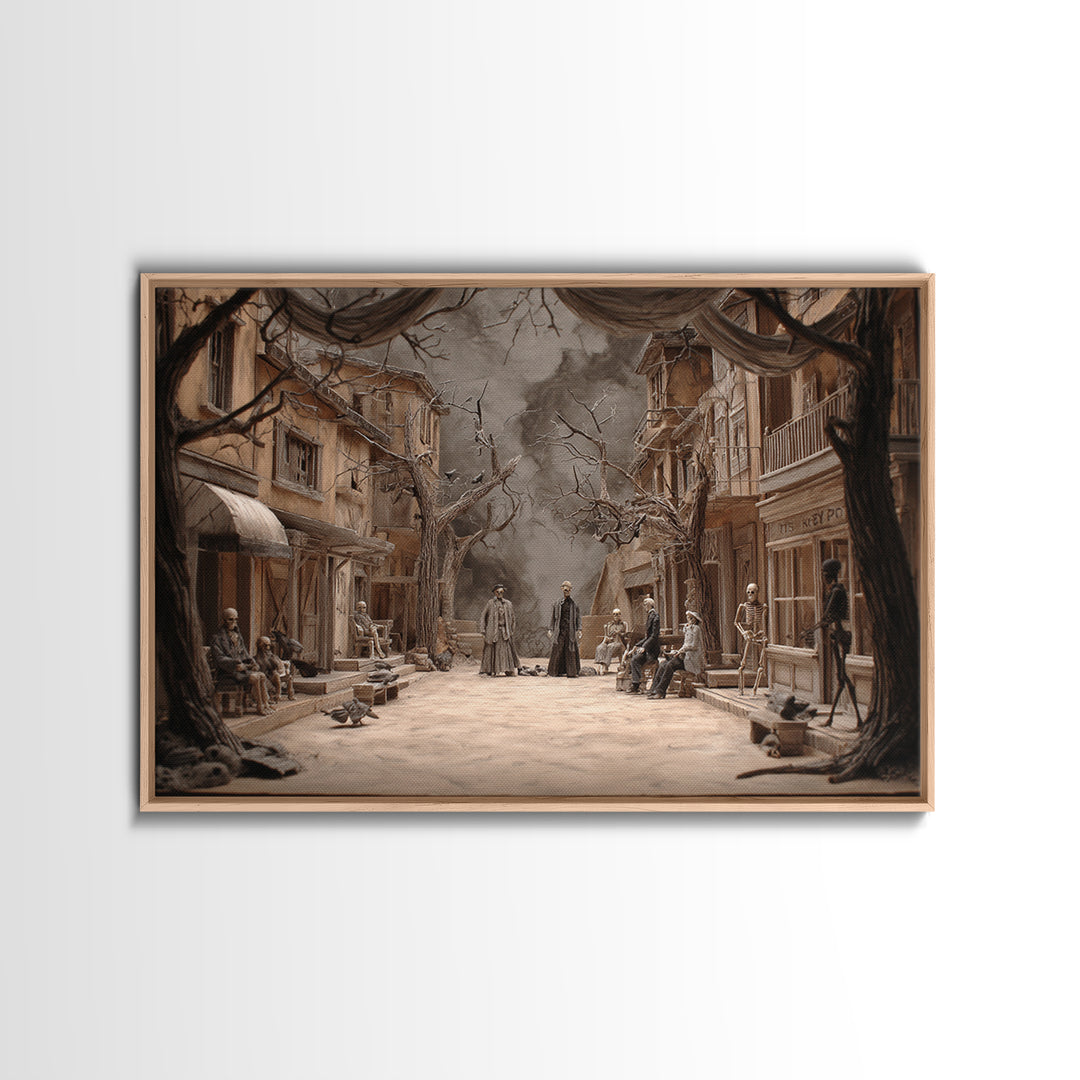 The Ghost Town Main Street, Danse Macabre Art, Landscape Wall Art, Macabre Wall Art, Canvas Print, Halloween Wall Art