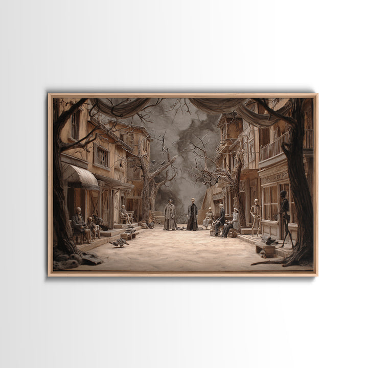 The Ghost Town Main Street, Danse Macabre Art, Landscape Wall Art, Macabre Wall Art, Canvas Print, Halloween Wall Art