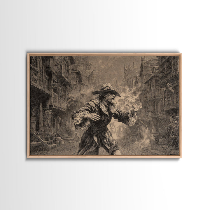 The Ghost Town Main Street, Baroque Witchcraft Art, Landscape Wall Art, Dark Halloween Decor, Canvas Print, Halloween Wall Art