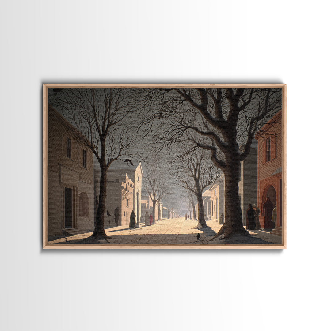 The Ghost Town Main Street, Romantic Gothic Landscape, Landscape Wall Art, Dark Halloween Decor, Canvas Print, Halloween Wall Art
