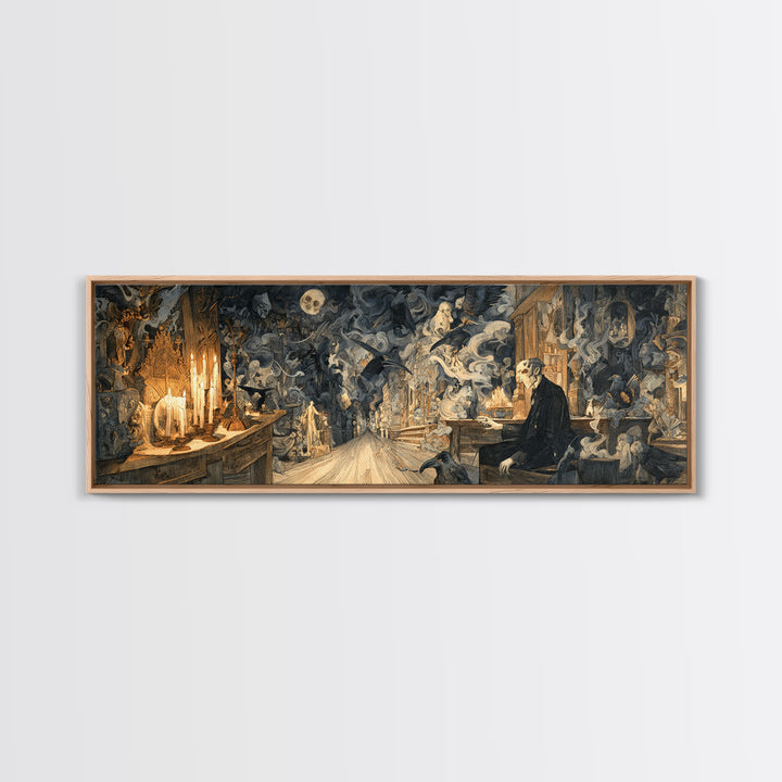 The Ghost Town Main Street, Ornate Symbolist Art, Extra Wide Wall Art, Gothic Horror Wall Art, Canvas Print, Halloween Wall Art