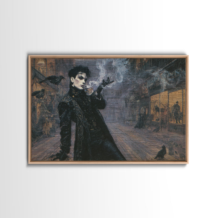 The Ghost Town Main Street, Dark Symbolist Art, Landscape Wall Art, Gothic Horror Wall Art, Framed Canvas Print
