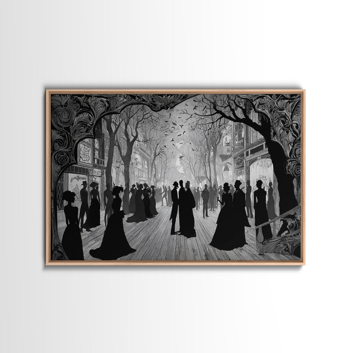 The Ghost Town Main Street, Decadent Line Art, Landscape Wall Art, Dark Fantasy Wall Art, Canvas Print, Halloween Wall Art