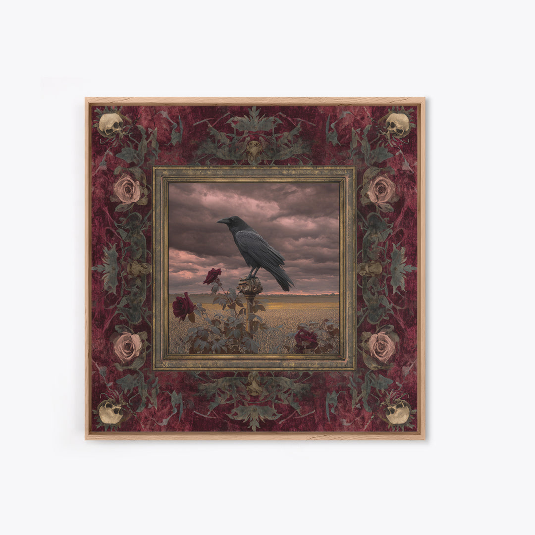 Storm Clouds over an Abandoned Field Canvas Print, Dark Art, Living Room Decor, Fine Art, Nocturne, Luxury Decor, DAR-1x1-14