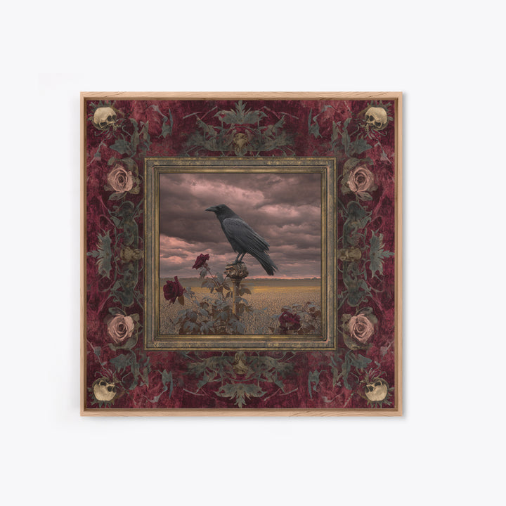 Storm Clouds over an Abandoned Field Canvas Print, Dark Art, Living Room Decor, Fine Art, Nocturne, Luxury Decor, DAR-1x1-14