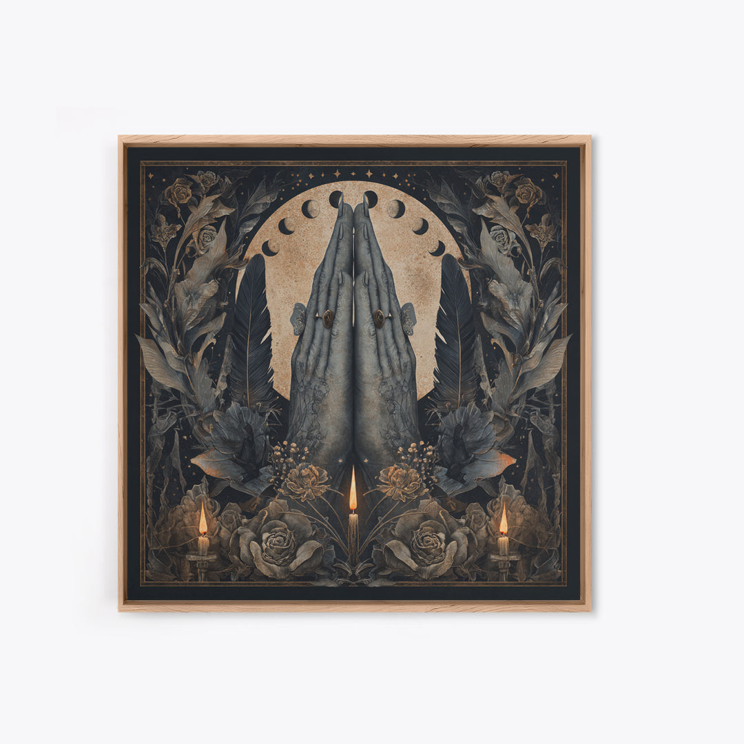 Occult Celestial Hands Canvas Print, Dark Art, Painting, Living Room Decor, Fine Art, Nocturne, Gothic Wall Art, Moody Wall Art, DAR-1x1-20