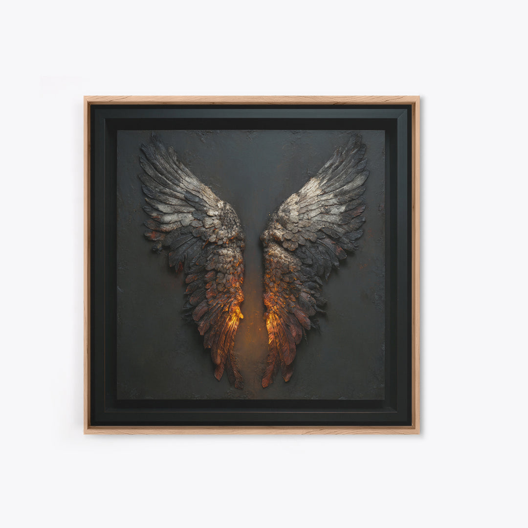 Dark Angel Wings Canvas Print, Dark Art, Moody Wall Art, Living Room Decor, Fine Art, Nocturne, Gallery Decor, Neutral Decor, DAR-1x1-31
