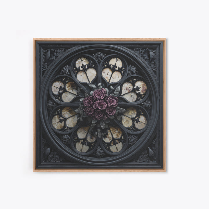 Gothic Cathedral Window Framed Canvas Print, Dark Art, Room Decor, Living Room Decor, Fine Art, Nocturne, Digital Art, DAR-1x1-40