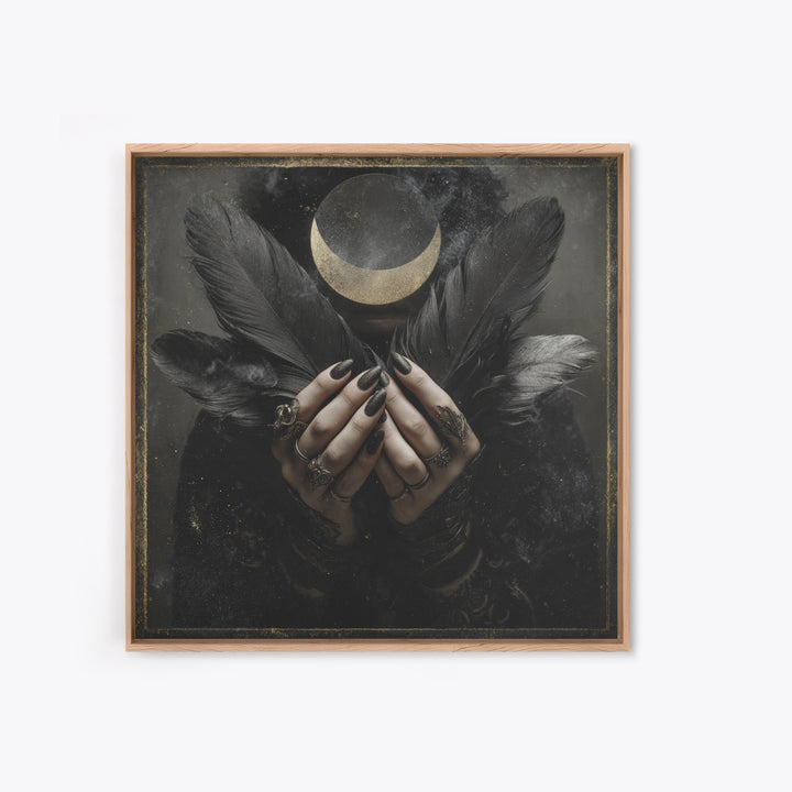 Occult Celestial Hands Framed Canvas Print, Dark Art, Horror Decor, Living Room Decor, Fine Art, Nocturne, Statement Artwork, DAR-1x1-68