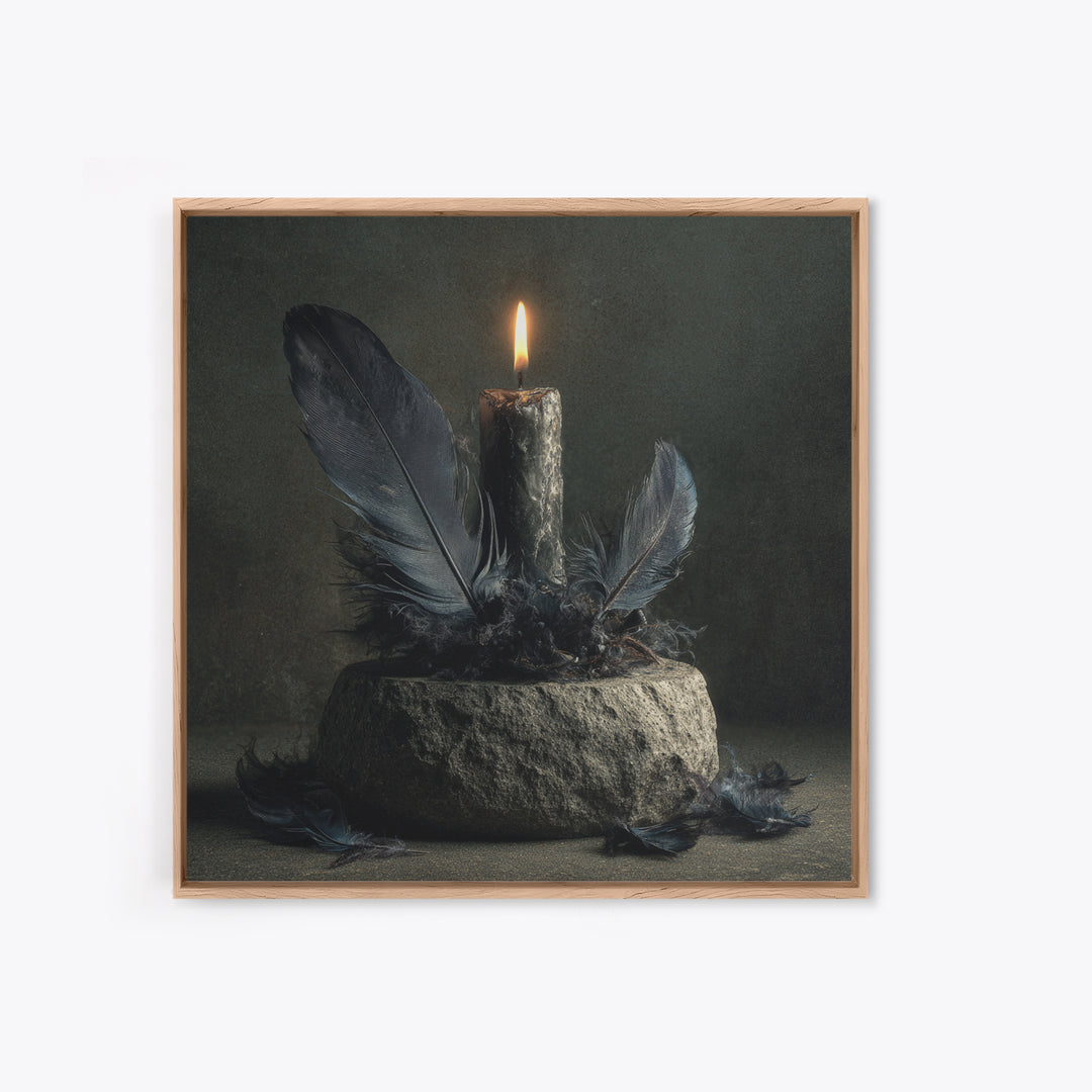 Silent Graveyard with Blue Moon Haze Canvas Print, Dark Art, Neutral Decor, Living Room Decor, Fine Art, Nocturne, Home Decor, DAR-1x1-90