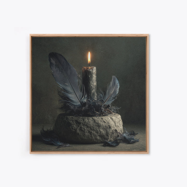 Silent Graveyard with Blue Moon Haze Canvas Print, Dark Art, Neutral Decor, Living Room Decor, Fine Art, Nocturne, Home Decor, DAR-1x1-90