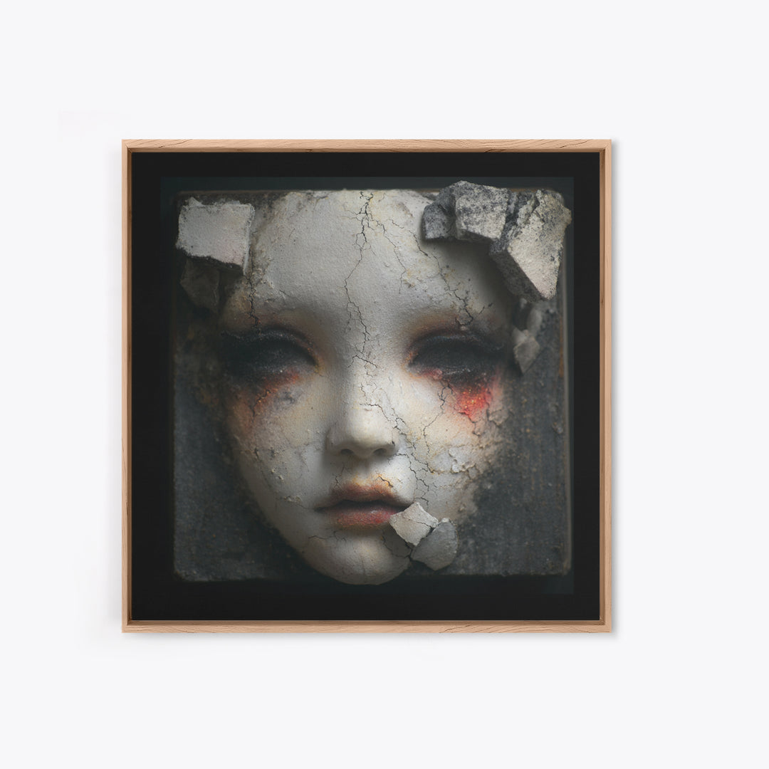 Cracked Porcelain Doll Portrait Canvas Print, Dark Art, Fine Art Print, Living Room Decor, Oil Painting, Nocturne, Wall Decor, DAR-1x1-95