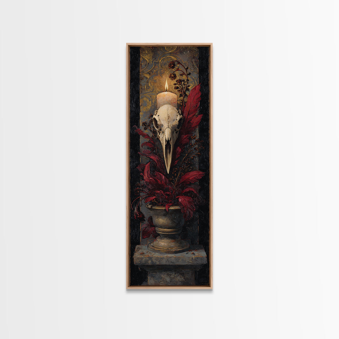 Baroque Skull and Red Velvet Vanitas Canvas Print, Dark Art, Weird Art, Living Room Decor, Fine Art, Nocturne, DAR-1x3-22