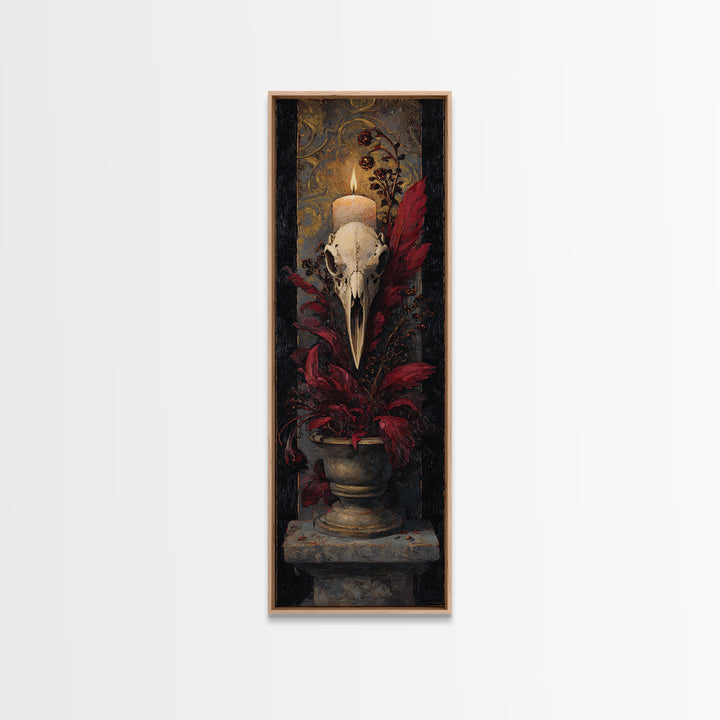 Baroque Skull and Red Velvet Vanitas Canvas Print, Dark Art, Weird Art, Living Room Decor, Fine Art, Nocturne, DAR-1x3-22