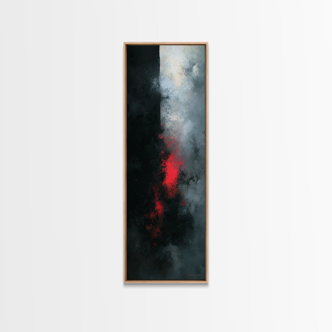 Deep Charcoal Abstract Canvas Print, Dark Art, Gothic Wall Art, Living Room Decor, Nocturne, Spooky Decor, Gallery Decor, DAR-1x3-33