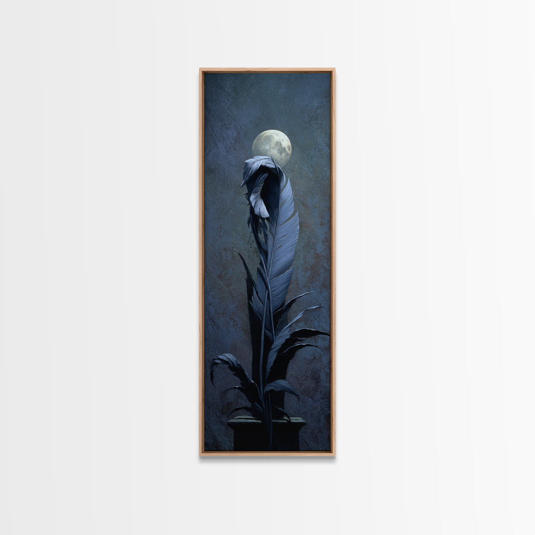 Silent Graveyard with Blue Moon Haze Canvas Print, Dark Art, Statement Artwork, Living Room Decor, Fine Art, Nocturne, DAR-1x3-78