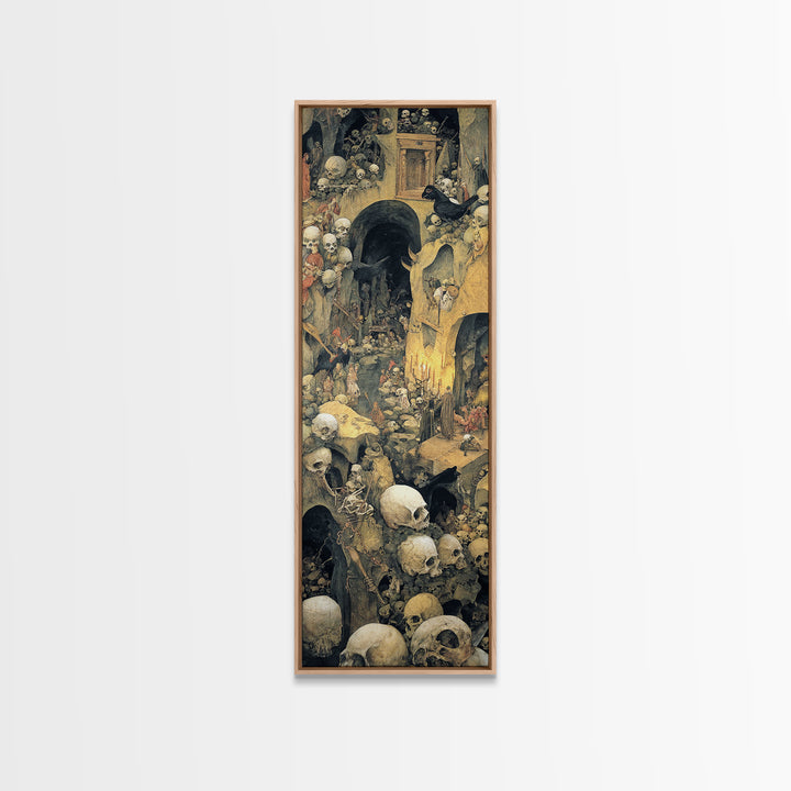 The Endless Catacombs, Medieval Grotesque Art, Tall Narrow Wall Art, Dark Halloween Decor, Canvas Print, Halloween Wall Art