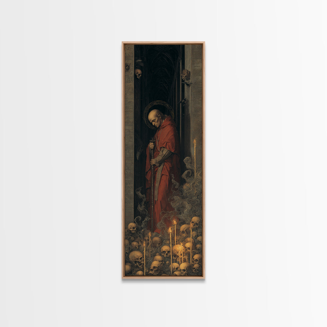 The Endless Catacombs, Dark Renaissance Art, Tall Narrow Wall Art, Macabre Wall Art, Canvas Print, Halloween Wall Art