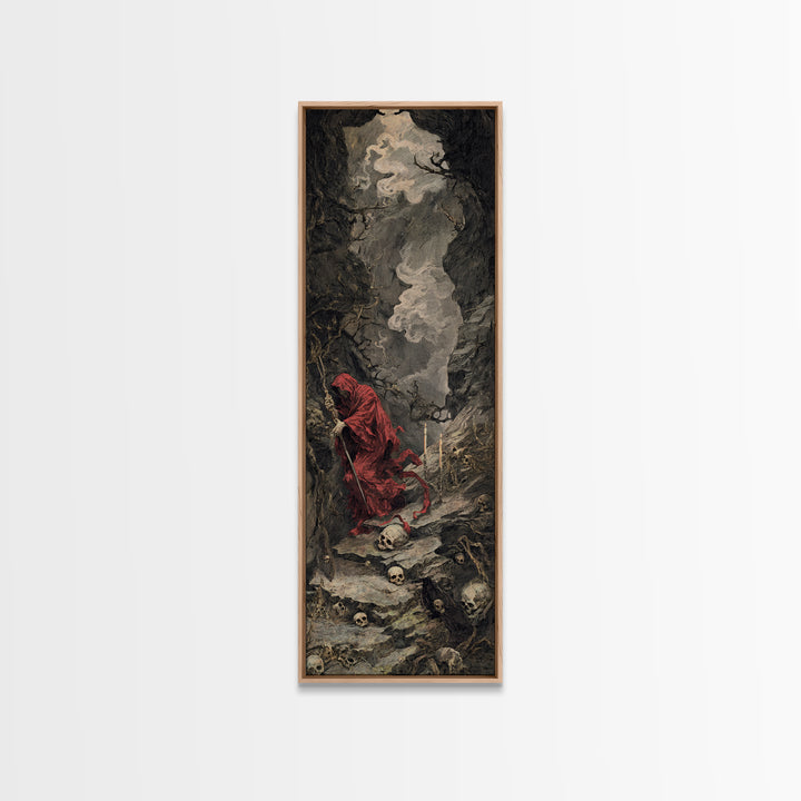The Endless Catacombs, Baroque Witchcraft Art, Tall Narrow Wall Art, Dark Fantasy Wall Art, Framed Canvas Print, Halloween Wall Art