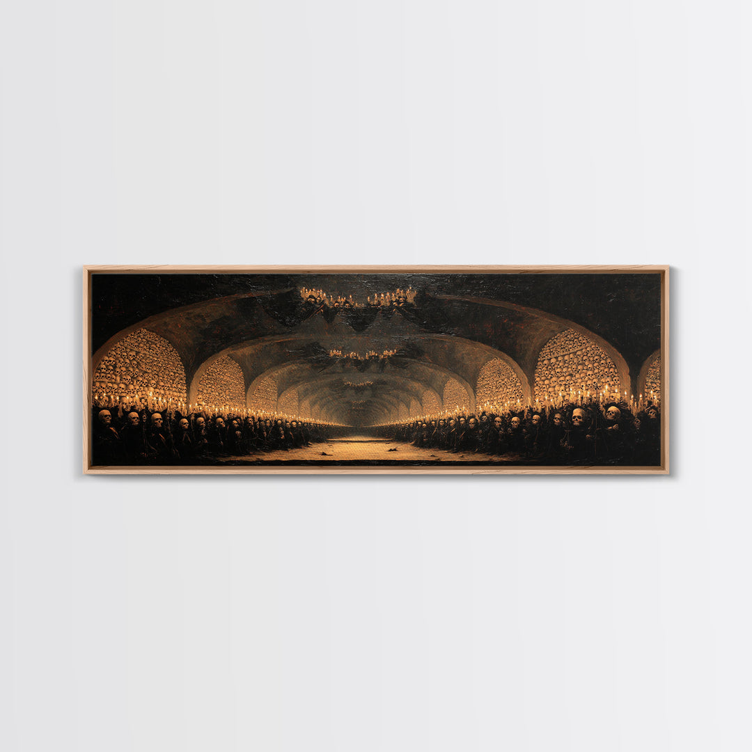 The Endless Catacombs, Dark Romantic Horror Art, Extra Wide Wall Art, Gothic Horror Wall Art, Framed Canvas Print, Halloween Wall Art