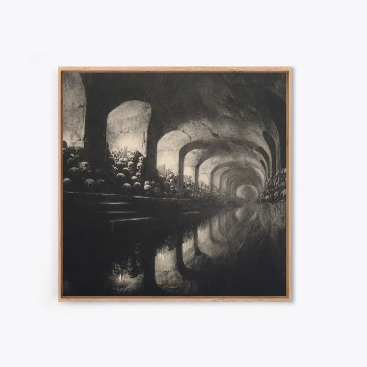The Endless Catacombs, Symbolist Dream Art, Square Wall Art, Gothic Horror Wall Art, Framed Canvas Print, Halloween Wall Art