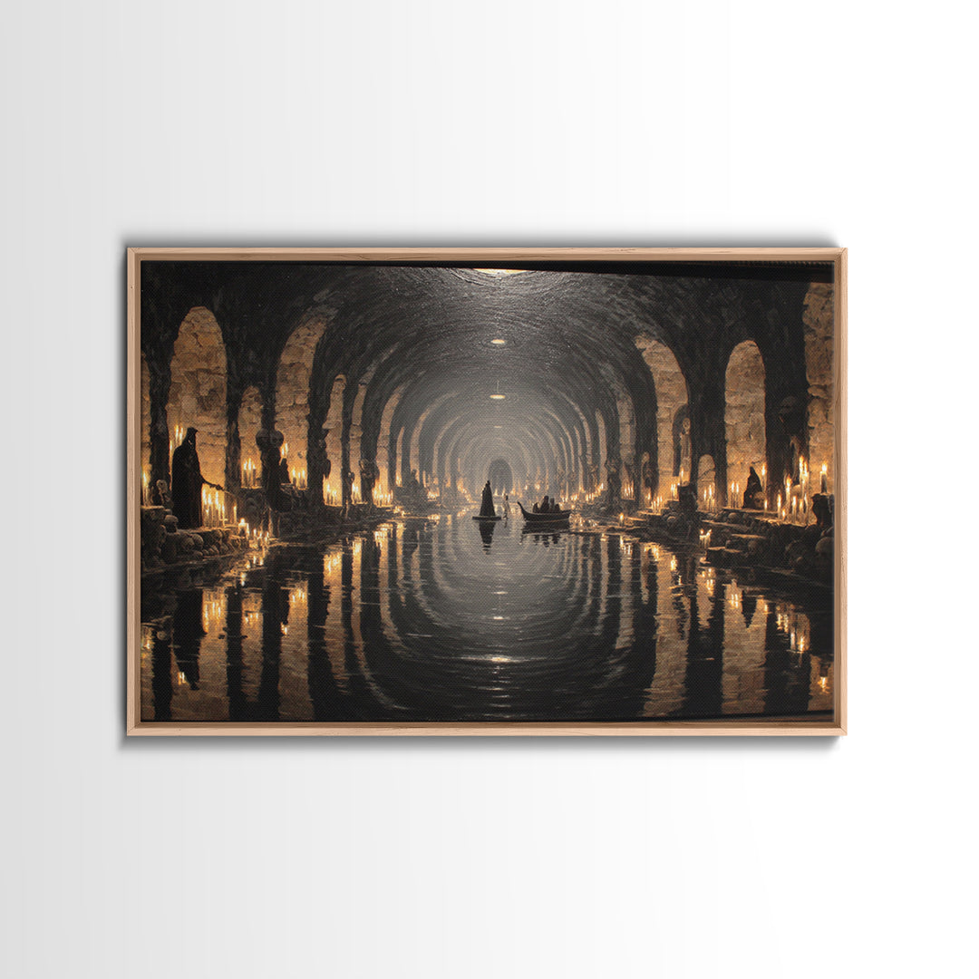 The Endless Catacombs, Symbolist Gothic Landscape, Landscape Wall Art, Macabre Wall Art, Canvas Print, Halloween Wall Art, Dark Fantasy Art