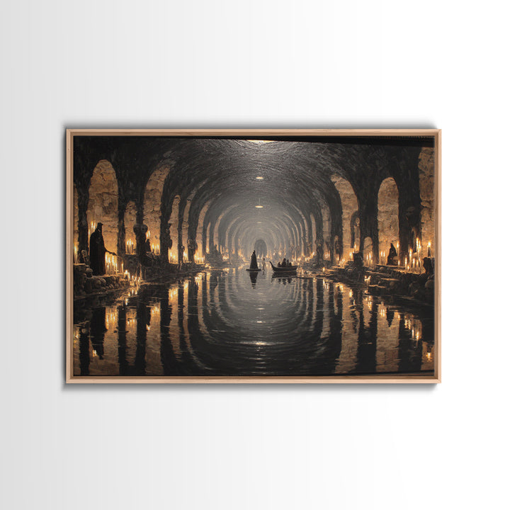 The Endless Catacombs, Symbolist Gothic Landscape, Landscape Wall Art, Macabre Wall Art, Canvas Print, Halloween Wall Art, Dark Fantasy Art