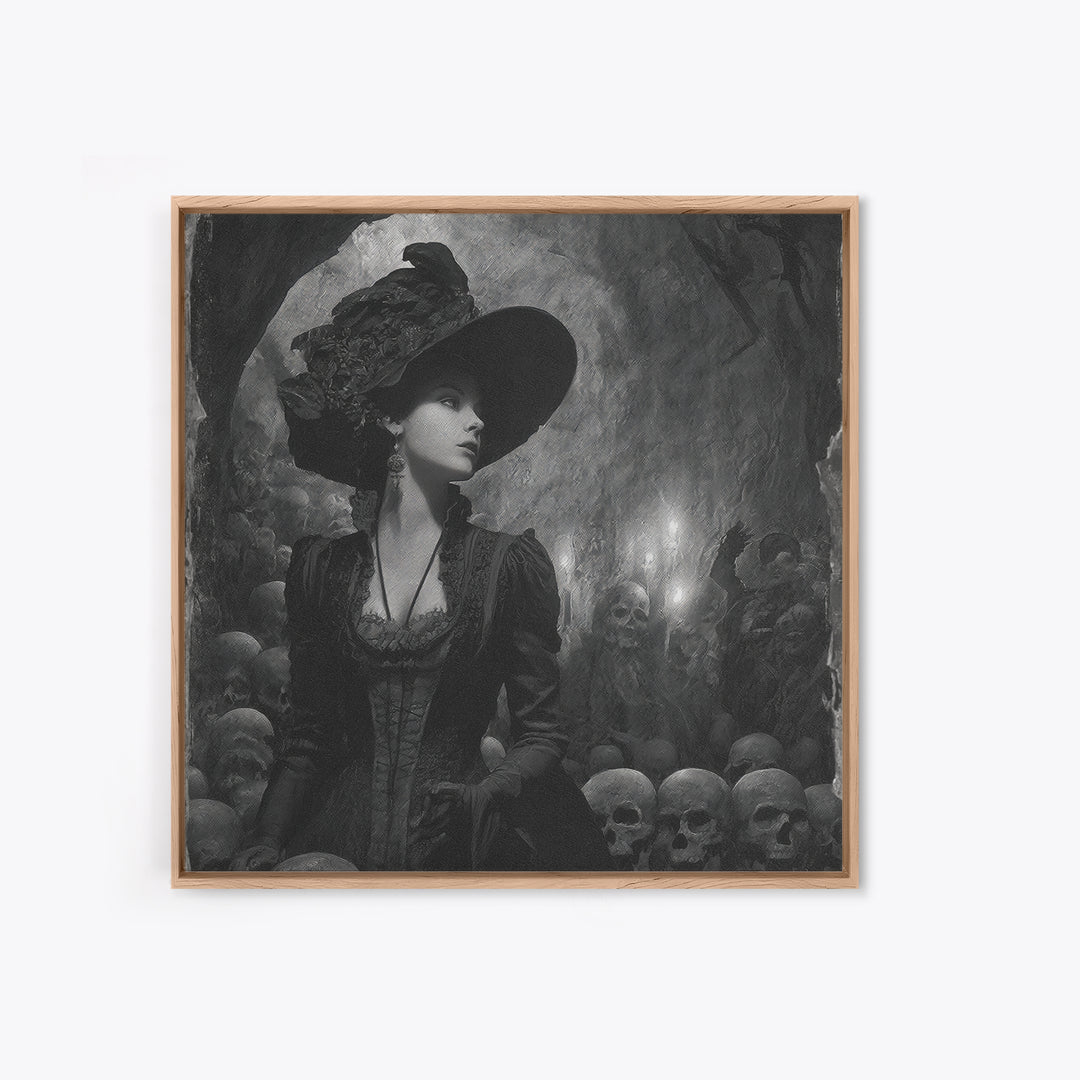 The Endless Catacombs, Decadent Gothic Art, Square Wall Art, Dark Halloween Decor, Framed Canvas Print, Halloween Wall Art