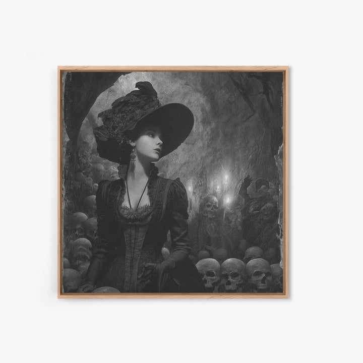 The Endless Catacombs, Decadent Gothic Art, Square Wall Art, Dark Halloween Decor, Framed Canvas Print, Halloween Wall Art
