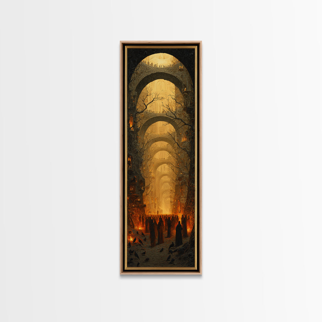 The Endless Catacombs, Surreal Apocalyptic Art, Tall Narrow Wall Art, Dark Fantasy Wall Art, Canvas Print, Halloween Wall Art