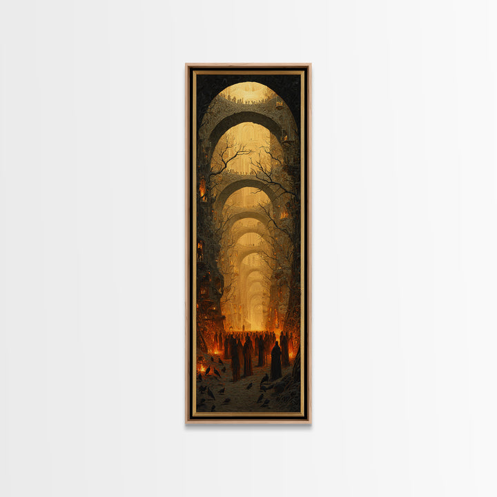 The Endless Catacombs, Surreal Apocalyptic Art, Tall Narrow Wall Art, Dark Fantasy Wall Art, Canvas Print, Halloween Wall Art