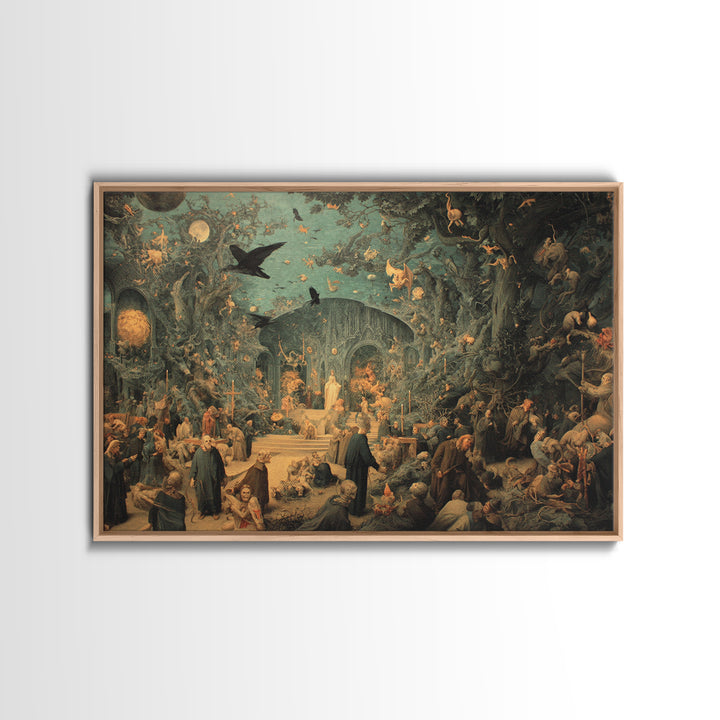 The Overgrown Chapel, Medieval Grotesque Art, Landscape Wall Art, Dark Fantasy Wall Art, Canvas Print, Halloween Wall Art
