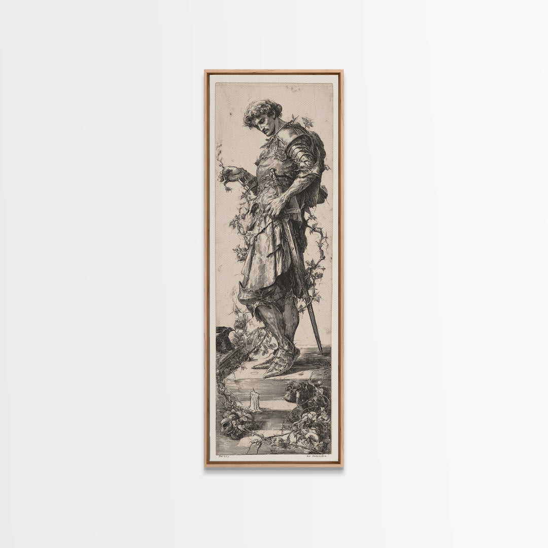 The Overgrown Chapel, Renaissance Engraving Art, Tall Narrow Wall Art, Gothic Horror Wall Art, Canvas Print, Halloween Wall Art