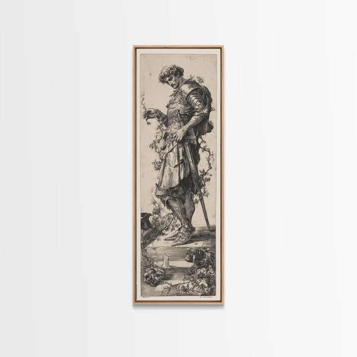 The Overgrown Chapel, Renaissance Engraving Art, Tall Narrow Wall Art, Gothic Horror Wall Art, Canvas Print, Halloween Wall Art