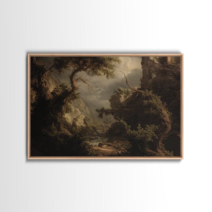 The Overgrown Chapel, Baroque Witchcraft Art, Landscape Wall Art, Dark Halloween Decor, Canvas Print, Halloween Wall Art