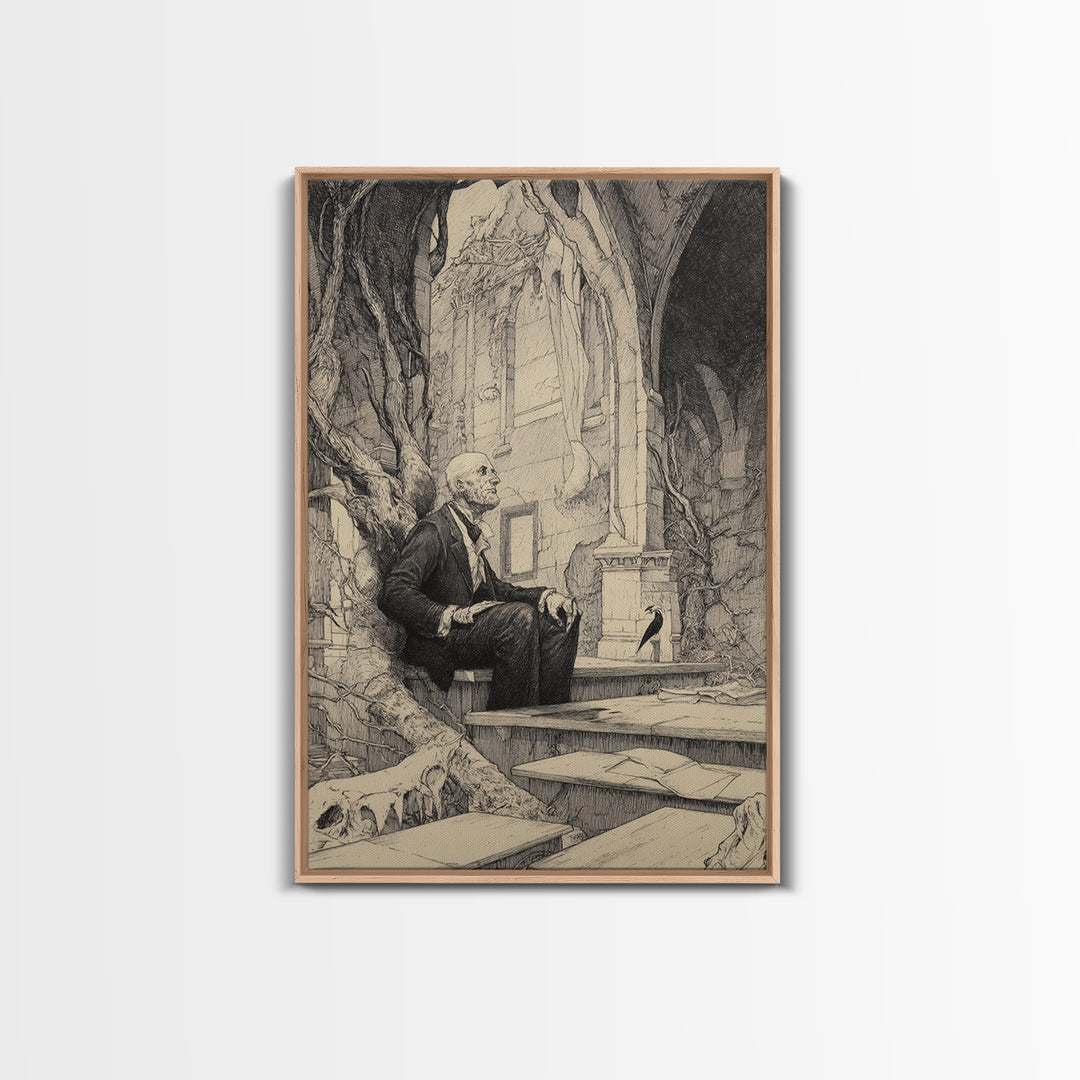 The Overgrown Chapel, Victorian Macabre Art, Vertical Wall Art, Dark Halloween Decor, Canvas Print, Halloween Wall Art, Horror Wall Art