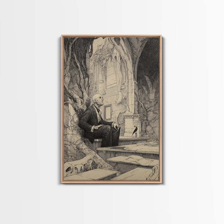The Overgrown Chapel, Victorian Macabre Art, Vertical Wall Art, Dark Halloween Decor, Canvas Print, Halloween Wall Art, Horror Wall Art
