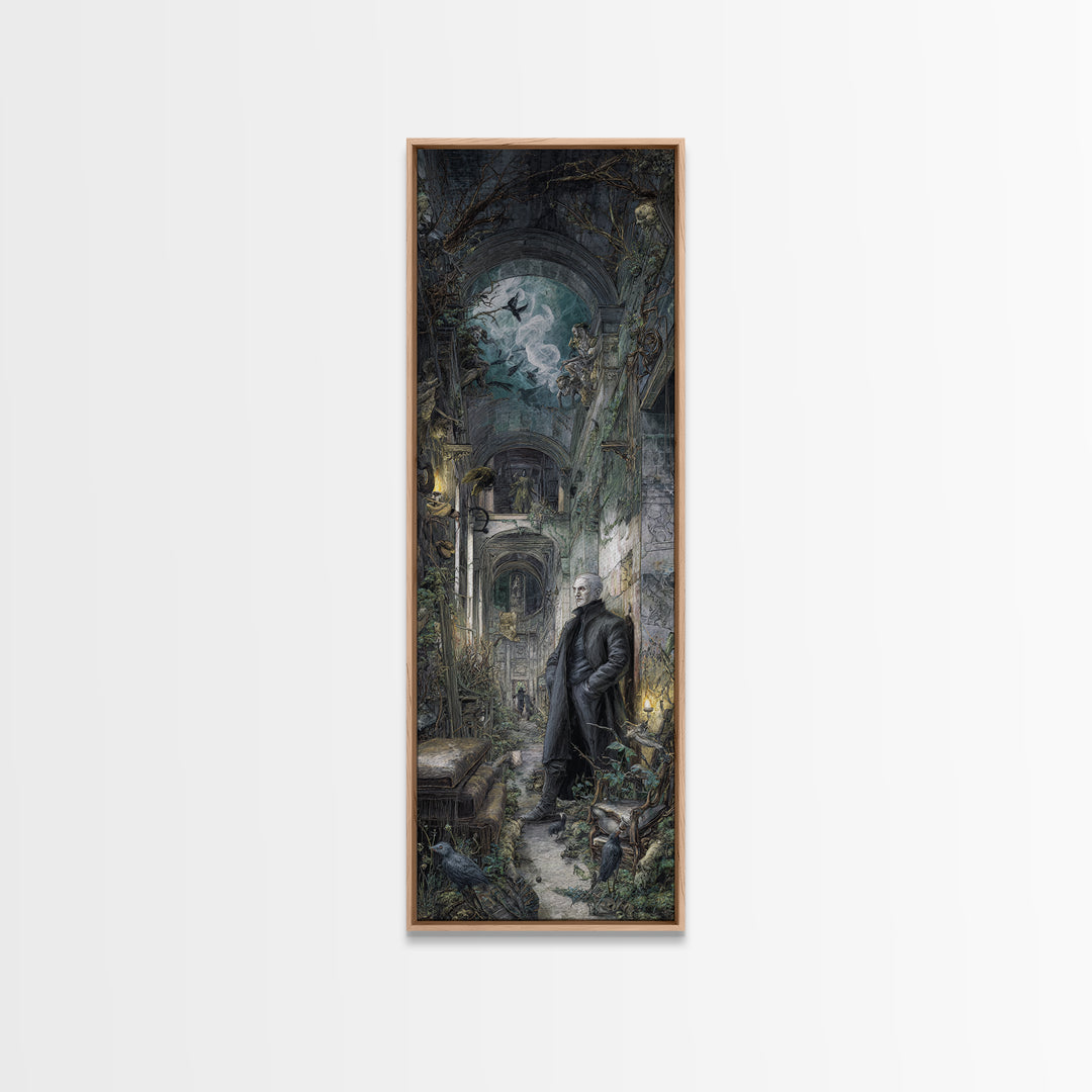 The Derelict Asylum, Medieval Grotesque Art, Tall Narrow Wall Art, Dark Halloween Decor, Canvas Print, Halloween Wall Art