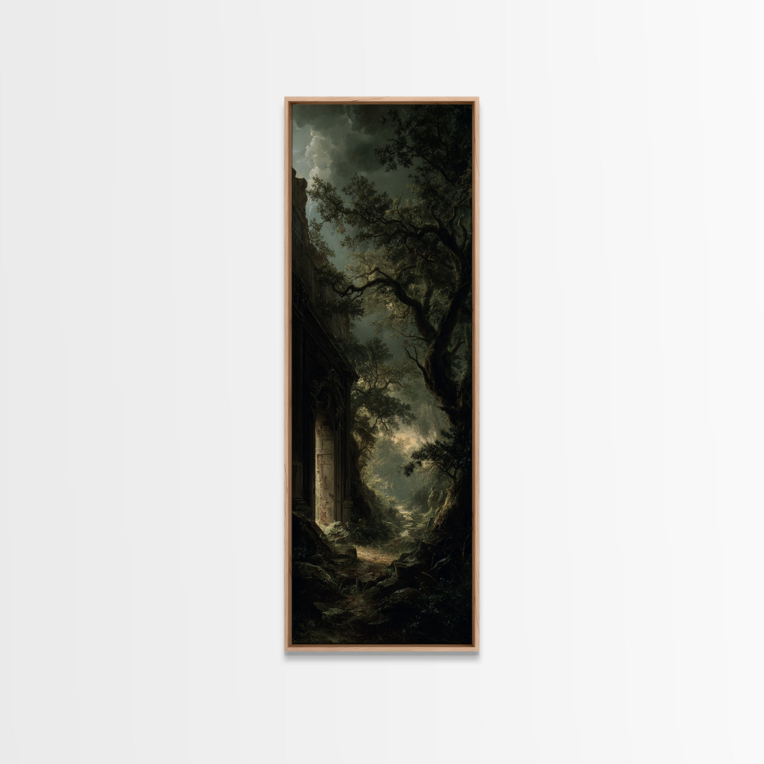 The Derelict Asylum, Baroque Witchcraft Art, Tall Narrow Wall Art, Dark Halloween Decor, Framed Canvas Print, Halloween Wall Art