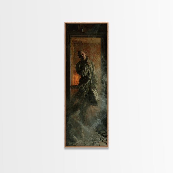 The Derelict Asylum, Visionary Gothic Art, Tall Narrow Wall Art, Dark Fantasy Wall Art, Framed Canvas Print, Halloween Wall Art