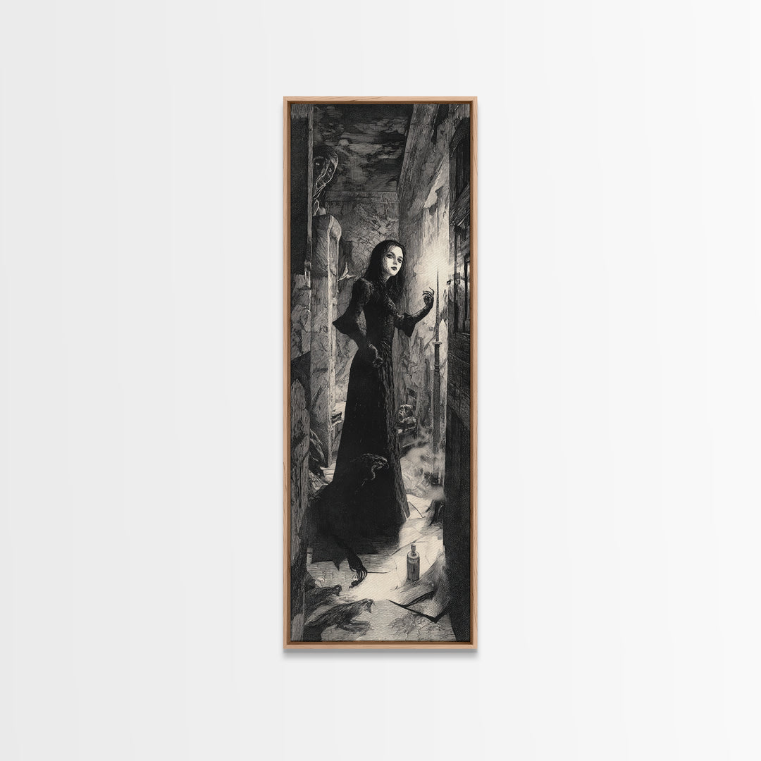 The Derelict Asylum, Expressionist Nightmare Art, Tall Narrow Wall Art, Dark Fantasy Wall Art, Framed Canvas Print, Halloween Wall Art