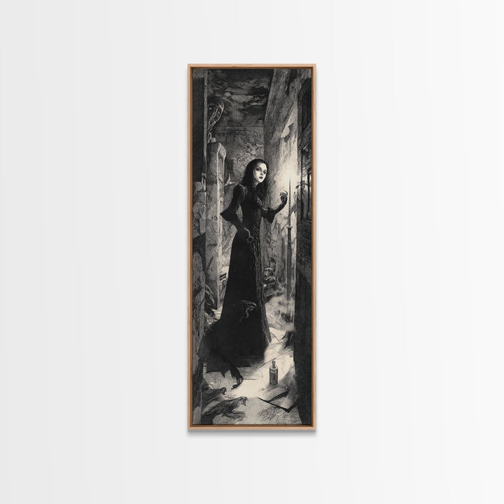 The Derelict Asylum, Expressionist Nightmare Art, Tall Narrow Wall Art, Dark Fantasy Wall Art, Framed Canvas Print, Halloween Wall Art