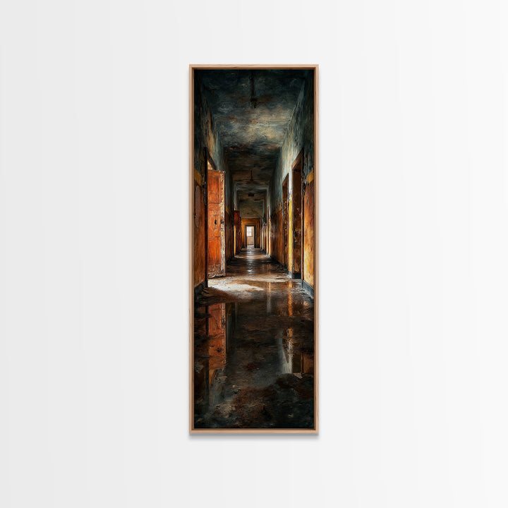 The Derelict Asylum, Expressionist Gothic Art, Tall Narrow Wall Art, Dark Halloween Decor, Canvas Print, Halloween Wall Art