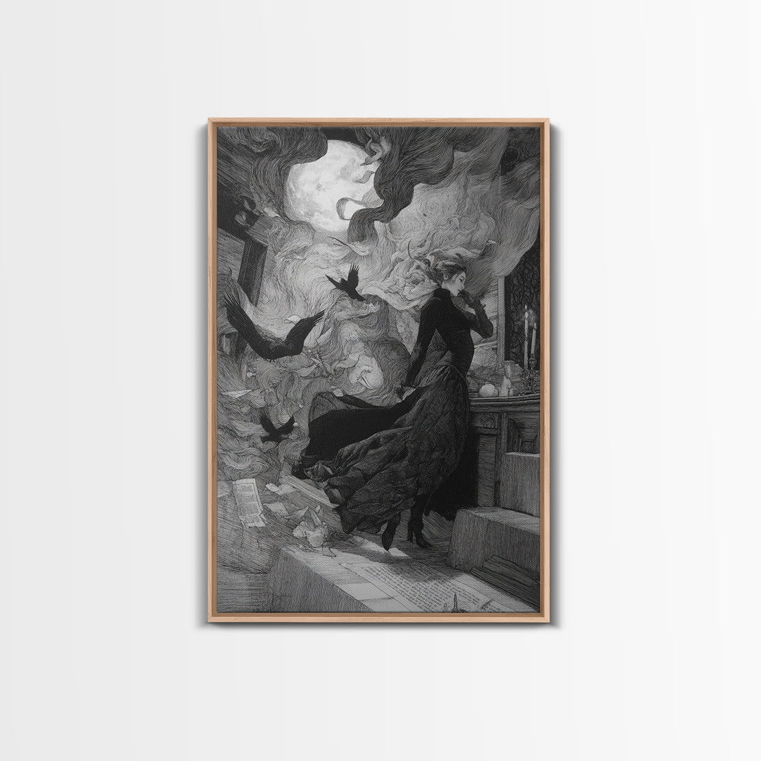The Derelict Asylum, Victorian Macabre Art, Vertical Wall Art, Dark Halloween Decor, Framed Canvas Print, Halloween Wall Art
