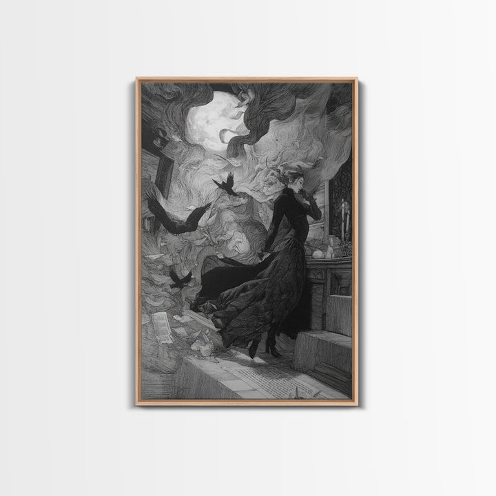 The Derelict Asylum, Victorian Macabre Art, Vertical Wall Art, Dark Halloween Decor, Framed Canvas Print, Halloween Wall Art