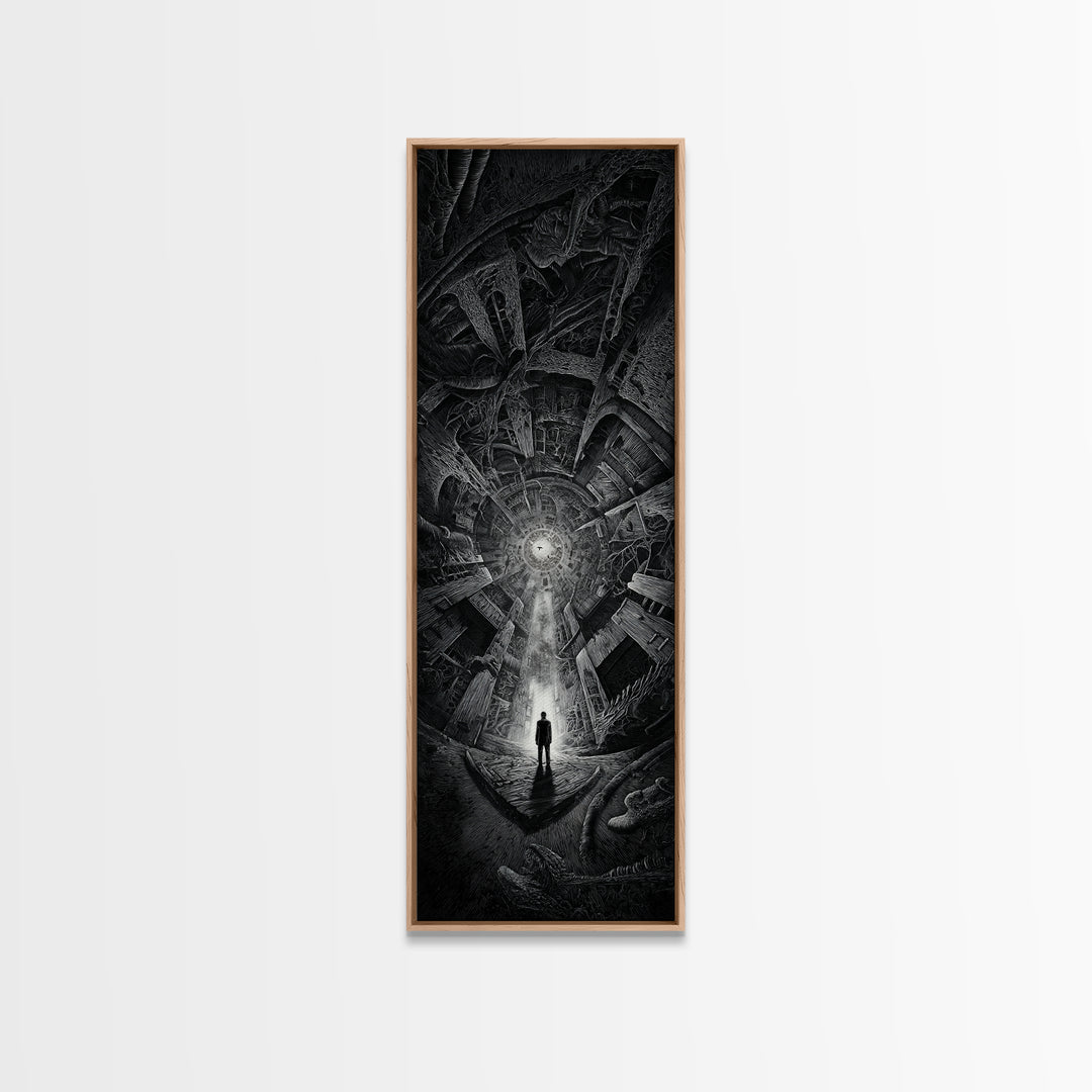 The Derelict Asylum, Biomechanical Horror Art, Tall Narrow Wall Art, Dark Fantasy Wall Art, Canvas Print, Halloween Wall Art